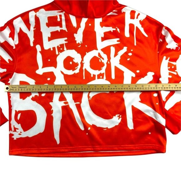 Men's Orange "Never Look Back" Graphic Hoodie Size M - Picture 5 of 6